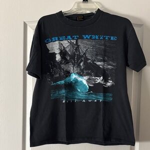 Vintage Great White 1994 concert tour Black Graphic Tee with Blue Accents